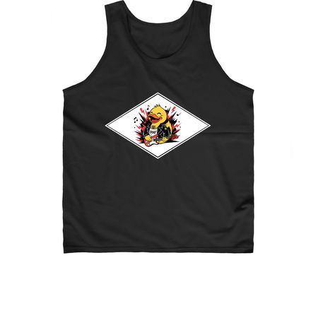 ROCKER DUCK, a Black Classic Unisex Tank Top
