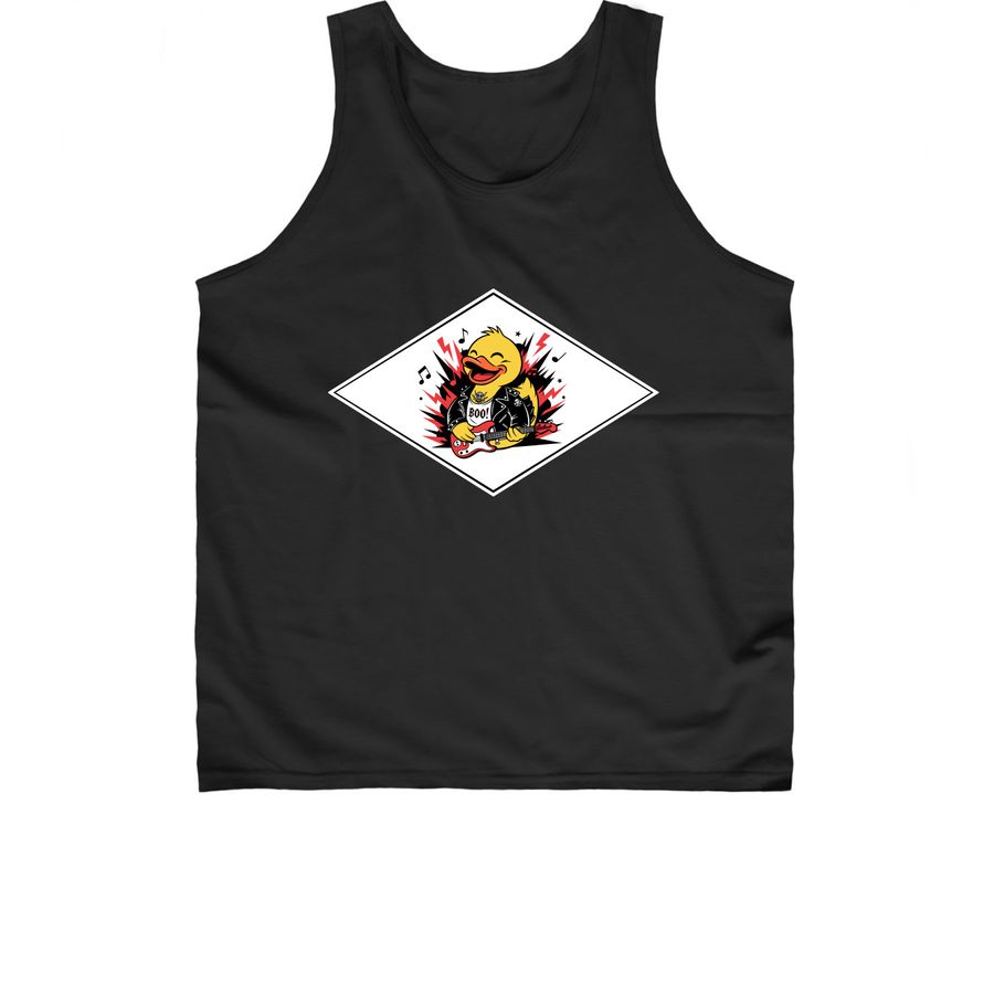 ROCKER DUCK, a Black Classic Unisex Tank Top
