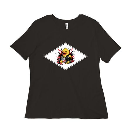 ROCKER DUCK, a Black Women?s Relaxed Cotton Tee