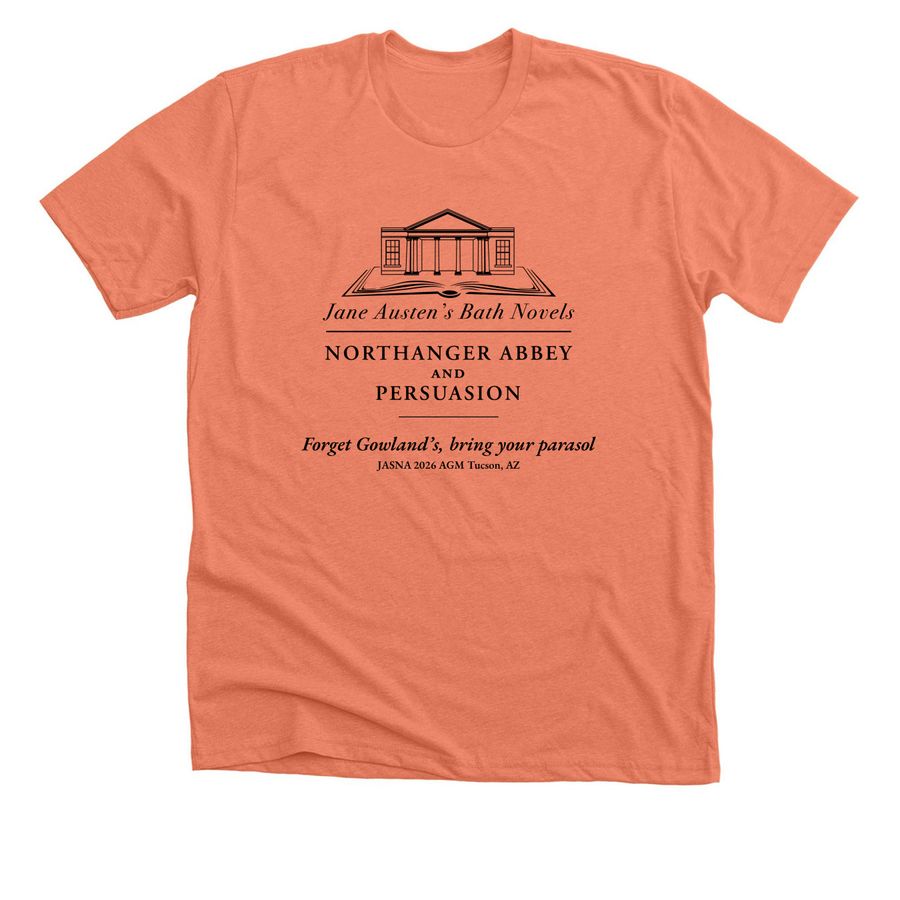 Austen's Bath Novels 2026 Parasol, a Heather Sunset Premium Unisex Tee
