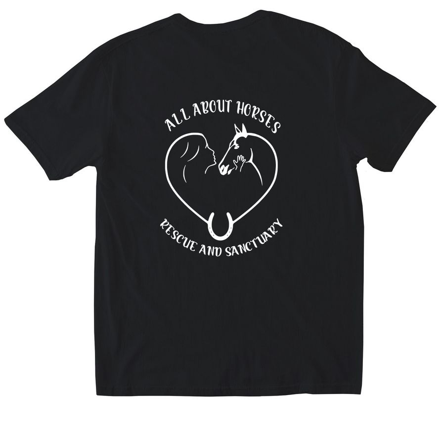 All About Horses Rescue, a Black Softstyle Cotton Tee (back-view)