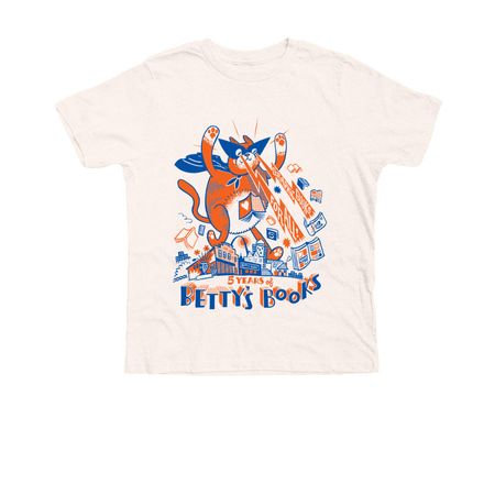 5-Year Anniversary Design: Kaiju Comics Cat!, a Heather Natural Premium Youth Tee