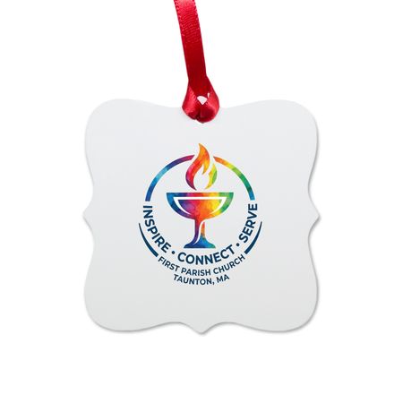 Inspire, Connect, Serve, a White Aluminum Square Ornament