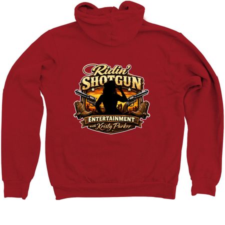 Ridin' Shotgun Classic Series 2, a Red Zip Up Hoodie (back-view)