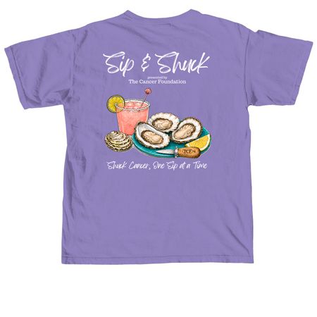 Represent 'Sip & Shuck' Year Round, a Violet Comfort Colors Unisex Tee (back-view)