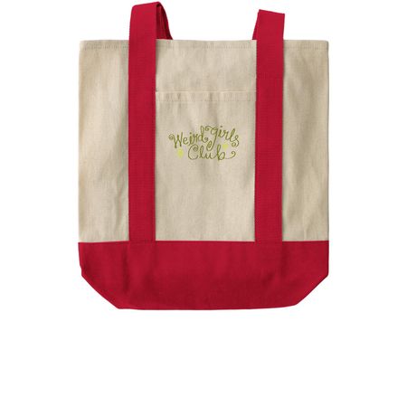 Weird Girls Club: Swirl Bag, a Natural/Red Two-Tone Grocery Tote Bag