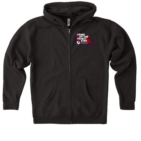Heavy Retro Podcast Logo Zip Hoodie, a Black Heavyweight Zip Up Hoodie