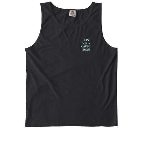 Spin For A Cause Blue, a Black Comfort Colors Tank Top