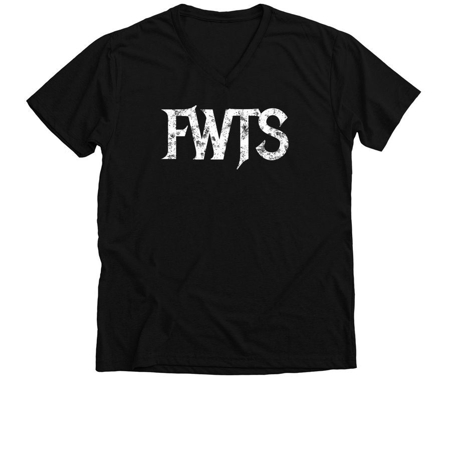 Distressed FWTS Female, a Solid Black Blend Premium V-Neck Tee