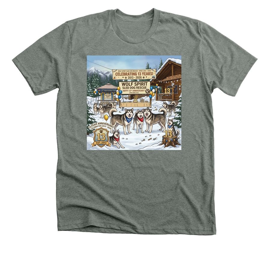 13th Anniversary&nbsp; front, a Deep Heather Premium Unisex Tee