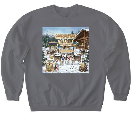 13th Anniversary&nbsp; front, a Charcoal Softstyle Crewneck Sweatshirt