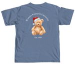Holiday Mr. Teddy, a Blue Jean Comfort Colors Unisex Tee (back-view)