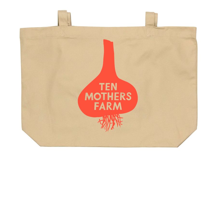 Ten Mothers Farm Tote, a Oyster Large Organic Cotton Tote Bag