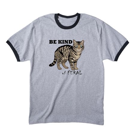 Be Kind... of Feral, a Athletic Heather/ Jet Black Cotton Ringer Tee