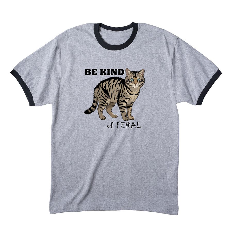 Be Kind... of Feral, a Athletic Heather/ Jet Black Cotton Ringer Tee