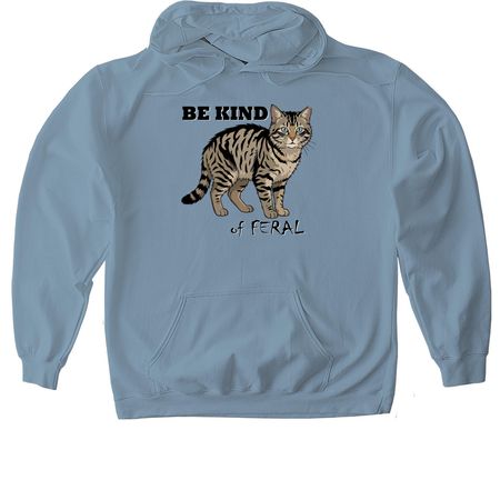 Be Kind... of Feral, a Stone Blue Gildan Softstyle Pullover Hoodie