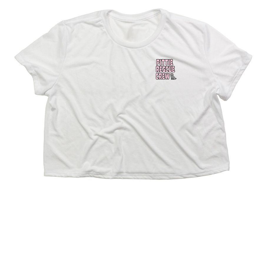 Pittie Rescue Crew, a White Women?s Flowy Cropped Tee