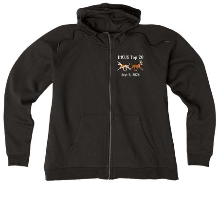 Ibizan Hound Top 20 Logo SM, a Deep Black Allmade Women?s Organic CVC Zip-Up Hoodie