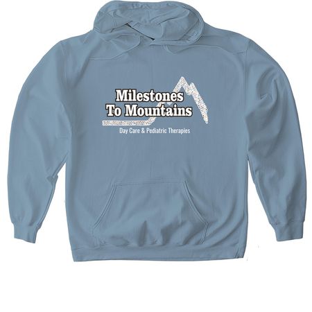 Milestones to Mountains Day Care Apparel, a Stone Blue Gildan Softstyle Pullover Hoodie
