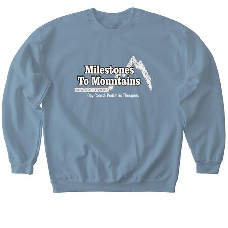 Milestones to Mountains Day Care Apparel, a Stone Blue Softstyle Crewneck Sweatshirt
