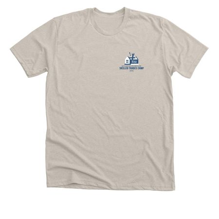 2026 Skilled Trades Summer Camp, a Heather Dust Premium Unisex Tee (back-view)