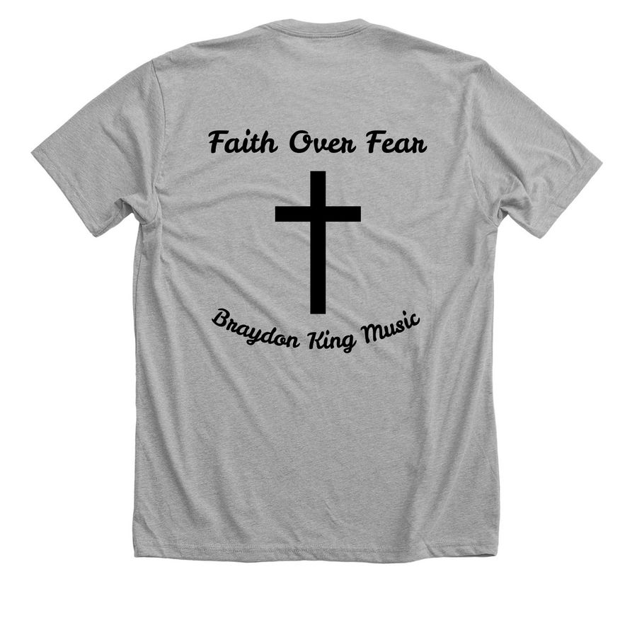 Faith Over Fear Tee, a Athletic Heather Premium Unisex Tee (back-view)