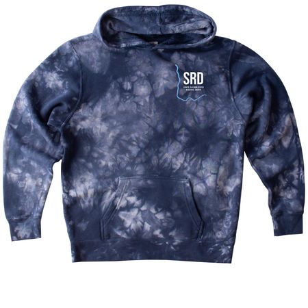 SRD "Fish Splash & River" Shirt & Sweatshirt, a Navy Youth Tie Dye Pullover Hoodie