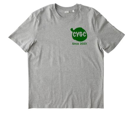 CYGC Front and Back Print Green Logo, a Heather Grey Stanley/Stella Unisex Creator 2.0 Tee
