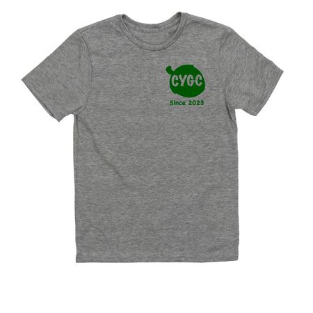 CYGC Front and Back Print Green Logo, a Aluminum Grey Allmade Youth Eco Triblend Tee