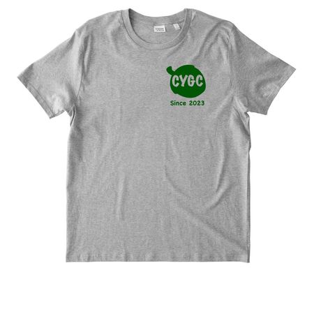 CYGC Front and Back Print Green Logo, a Heather Grey Stanley/Stella Unisex Rocker Tee