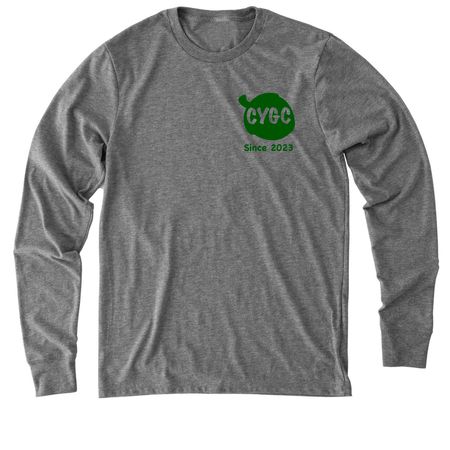 CYGC Front and Back Print Green Logo, a Aluminum Grey Allmade Eco Triblend Long Sleeve Tee