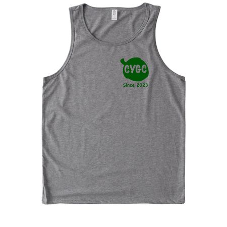 CYGC Front and Back Print Green Logo, a Aluminum Grey Allmade Eco Triblend Tank