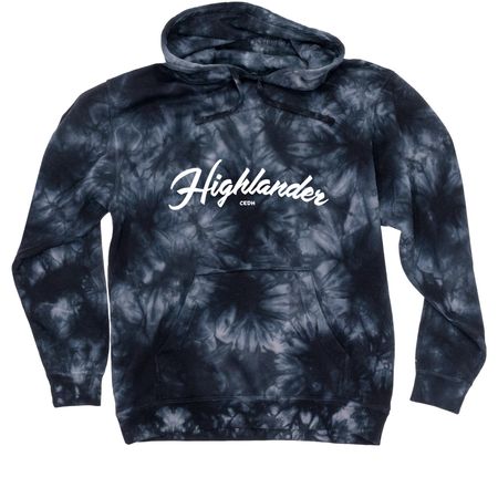 Highlander CEDH OG Logo, a Black Tie Dyed Pullover Hoodie