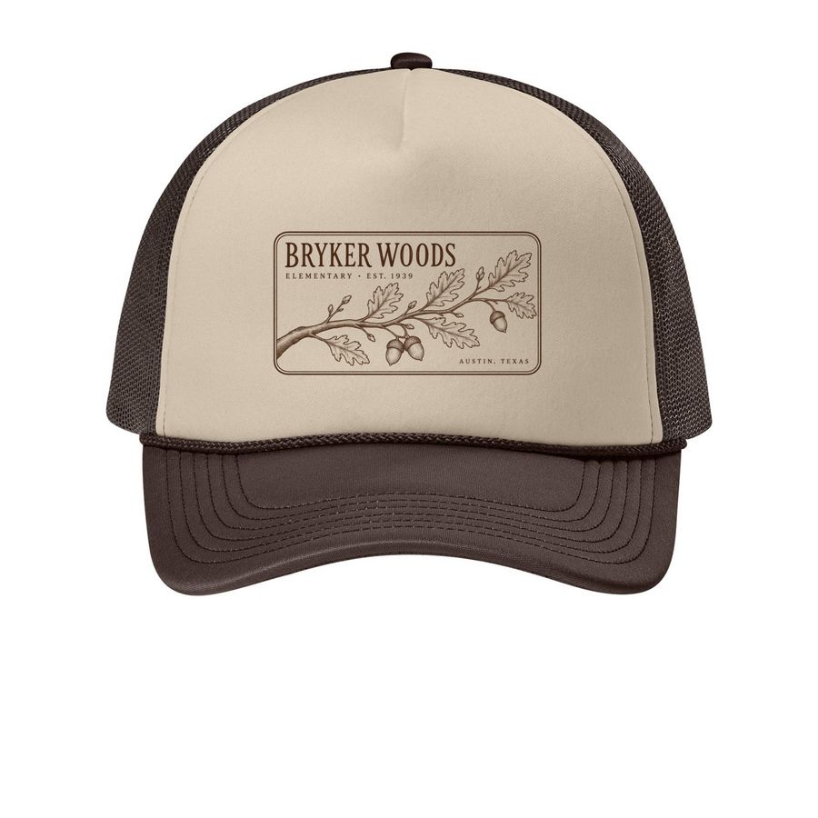 Heritage Oak Trucker, a Stone/ Coffee Bean Printed Foam Trucker Hat