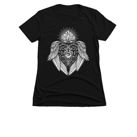Wings: Burning Hearts 2, a Black Women's Slim Fit Tee