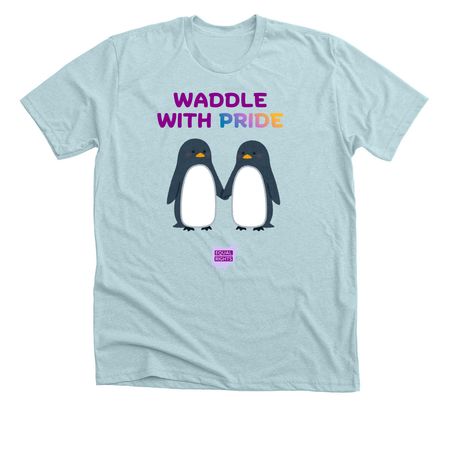 Waddle With Pride: Pride 2026, a Heather Ice Blue Premium Unisex Tee