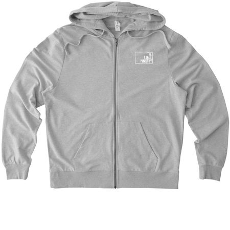 The Table Small Logo, a Granite Grey Heather Allmade Organic French Terry Zip Up Hoodie