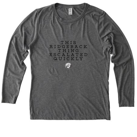 That escalated quickly, a Aluminum Grey Allmade Eco Triblend Women?s Long Sleeve Tee