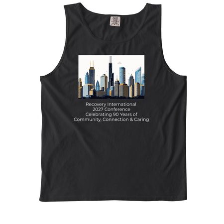 RI's 2027 Chicago Conference, a Black Comfort Colors Tank Top
