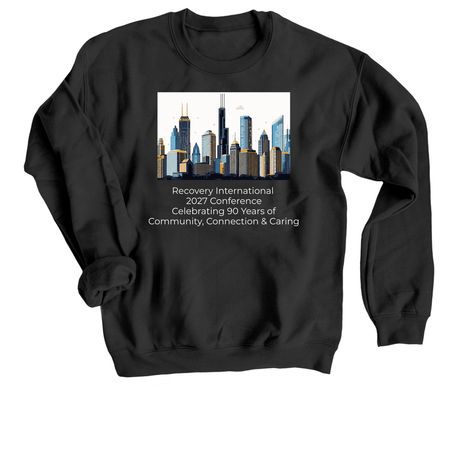 RI's 2027 Chicago Conference, a Black Crewneck Sweatshirt
