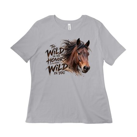 The Wild In Me Honors The Wild In You, a Solid Athletic Grey Women?s Relaxed Cotton Tee