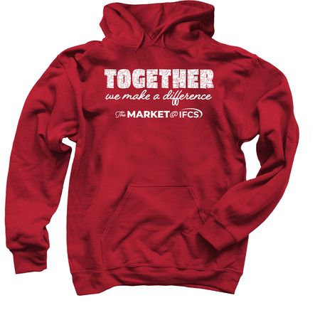 Together We Make a Difference - Market @ IFCS, a Cardinal Red Pullover Hoodie