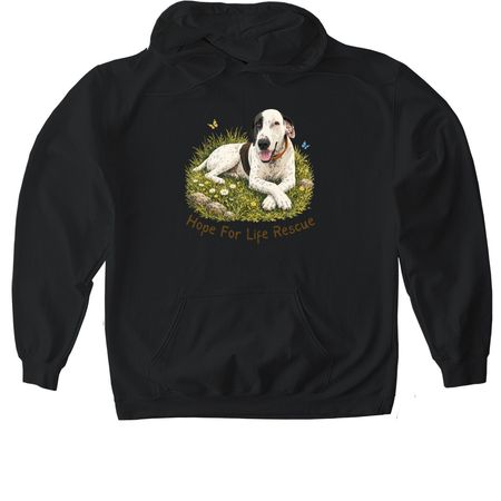 Meet Pearl, a Black Gildan Softstyle Pullover Hoodie