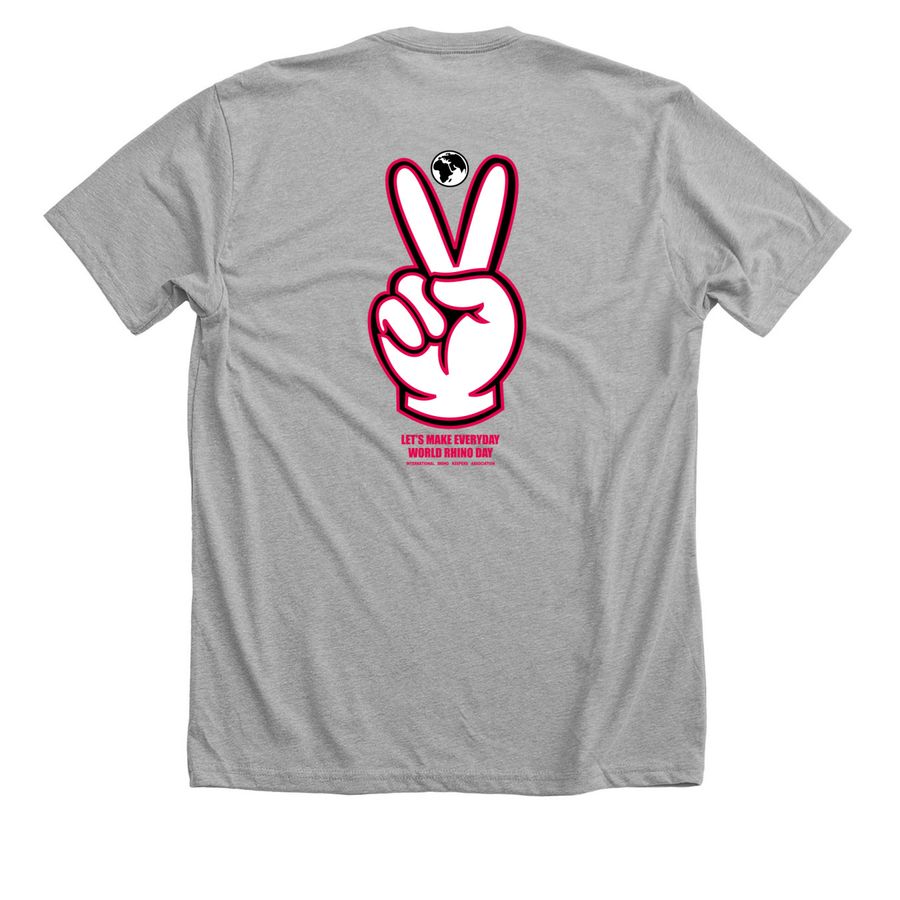 IRKA ?Saving Rhinos? Campaign, a Athletic Heather Premium Unisex Tee (back-view)