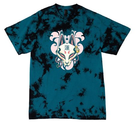 HulaLotus Logo Shirt, a Black/ Teal Crystal Tie Dye Tee