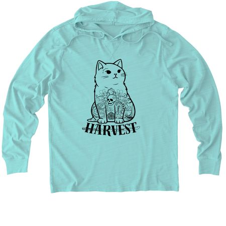 Tattoo Tabby, a Saltwater Blue Allmade Organic Cotton Mineral Dye Hoodie Tee