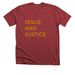 Jesus and Justice T-Shirt, a Heather Canvas Red Premium Unisex Tee