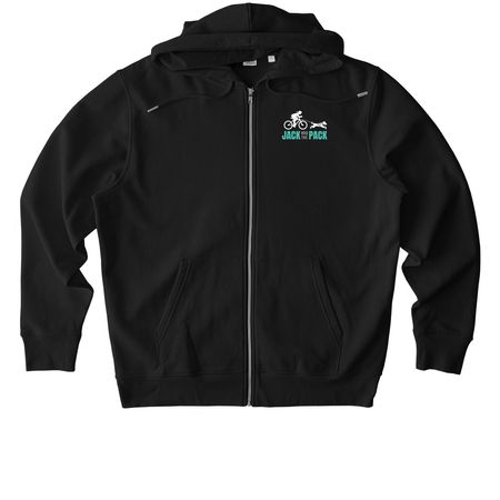 Jack and the Pack logo, a Black Stanley/Stella Unisex Cultivator 2.0 Zip Up Pullover Hoodie