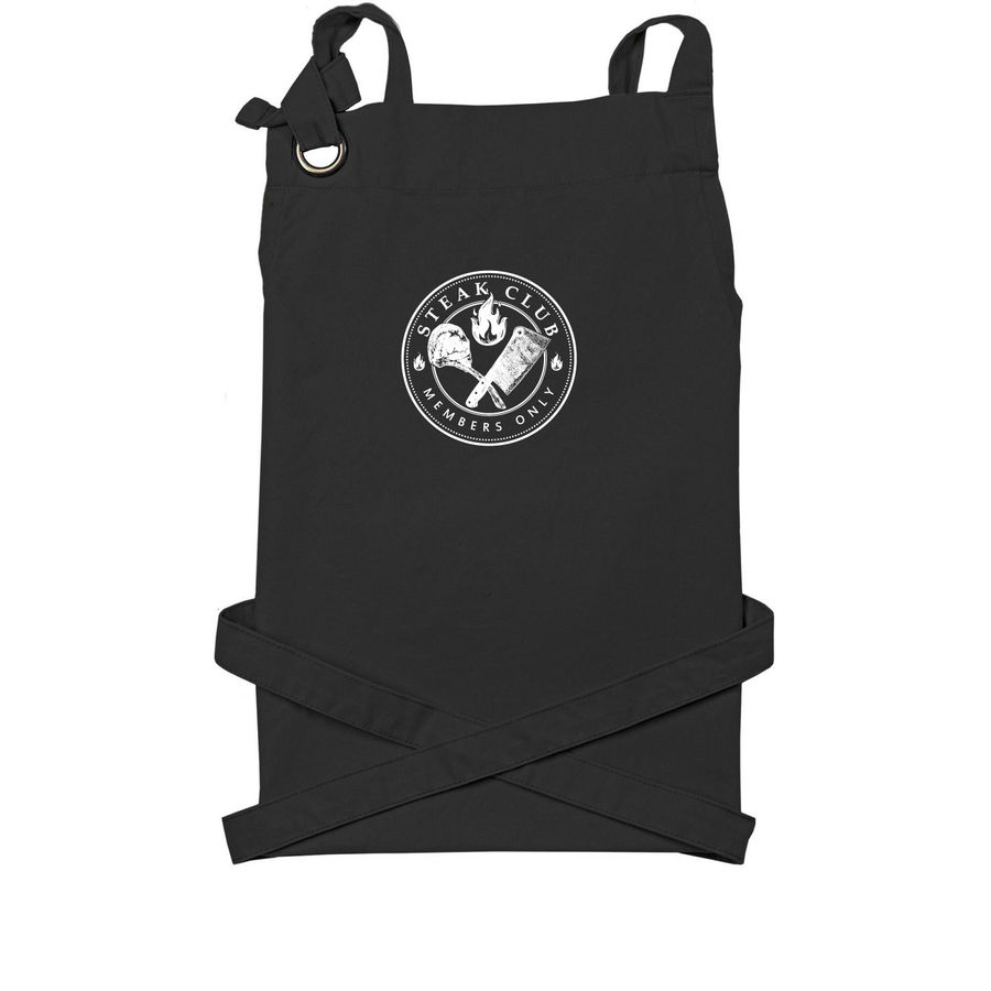 Steak Club Apron&nbsp;, a Black Cotton Canvas Pocket Apron