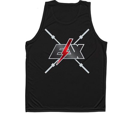 Suns out, guns out&nbsp;, a Black Unisex Performance Tank (back-view)